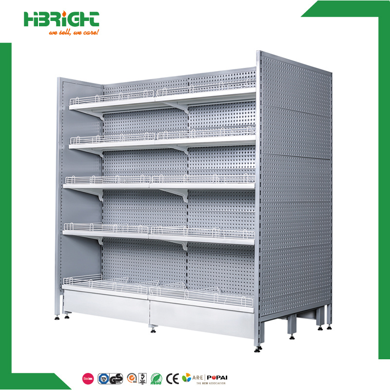 Double Sided Back Hole Supermarket Shelf