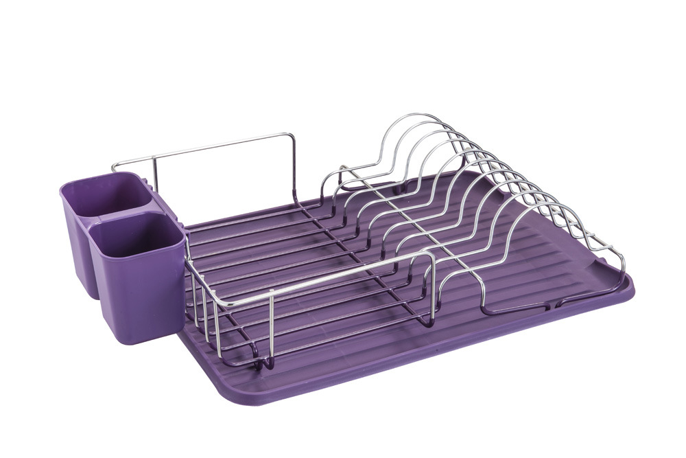 Stainless Steel Wire with Plastic Tray Dish Rack