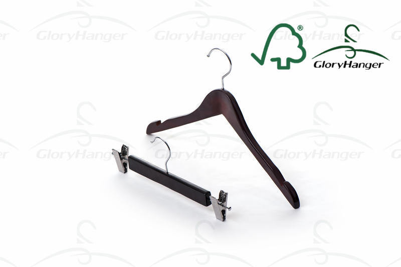 Curved Wood Cloth Hanger in Cherry Color