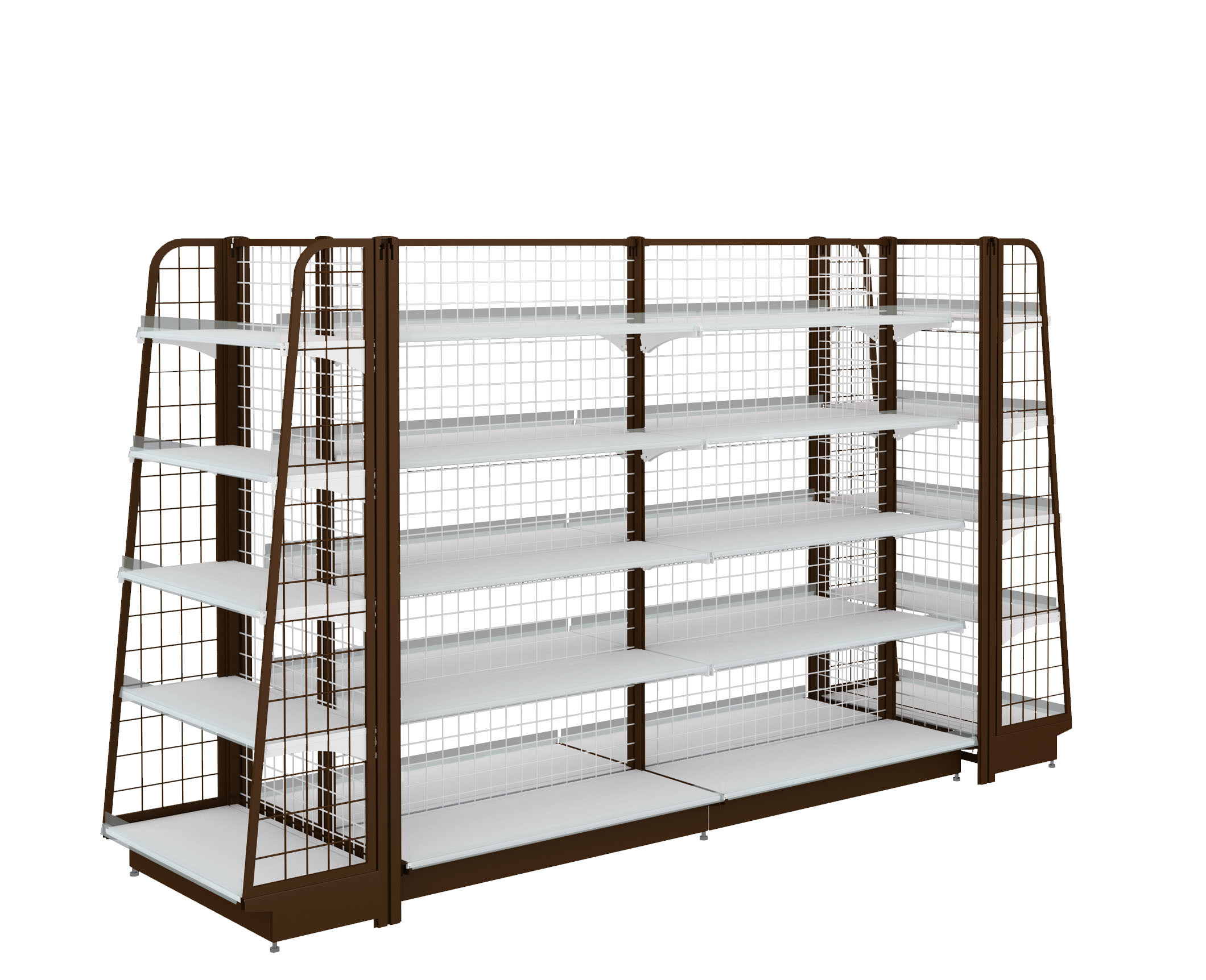 Supermarket Shelves of Double-Sided Shelves of Pharmacy Stationery Store on Display