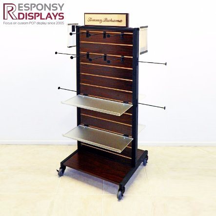 Multifunctional Floor Wood Clothing Display Shelf