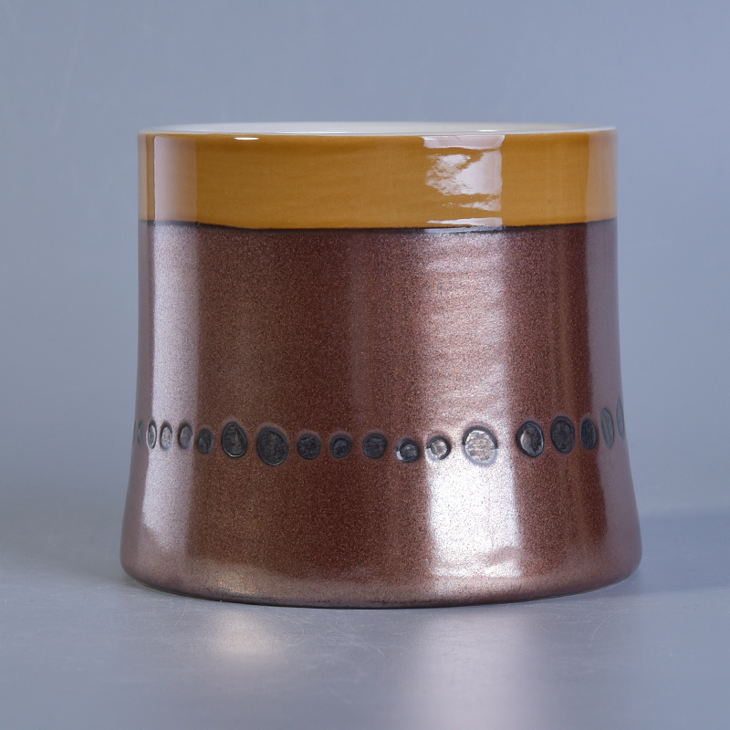 Popular Handpainted Candle Holder with Metallic Glazing 