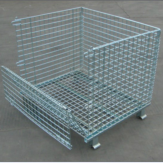 Galvanized Collapsible & Stackable Warehouse Storage Wire Mesh Container