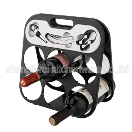 Six Bottle Wine Rack Black Color (608355-B)