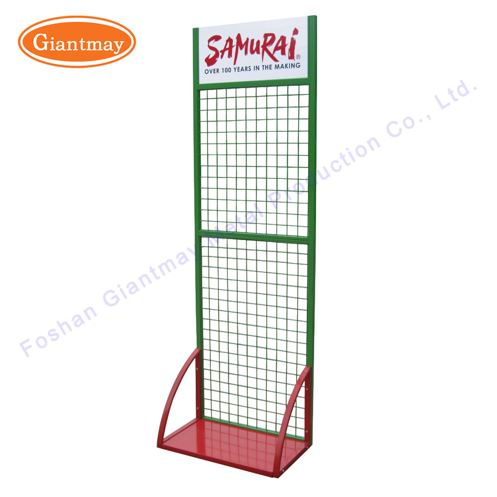 Metal Floor Wire Mesh Retail Hanging Display Rack with Hooks