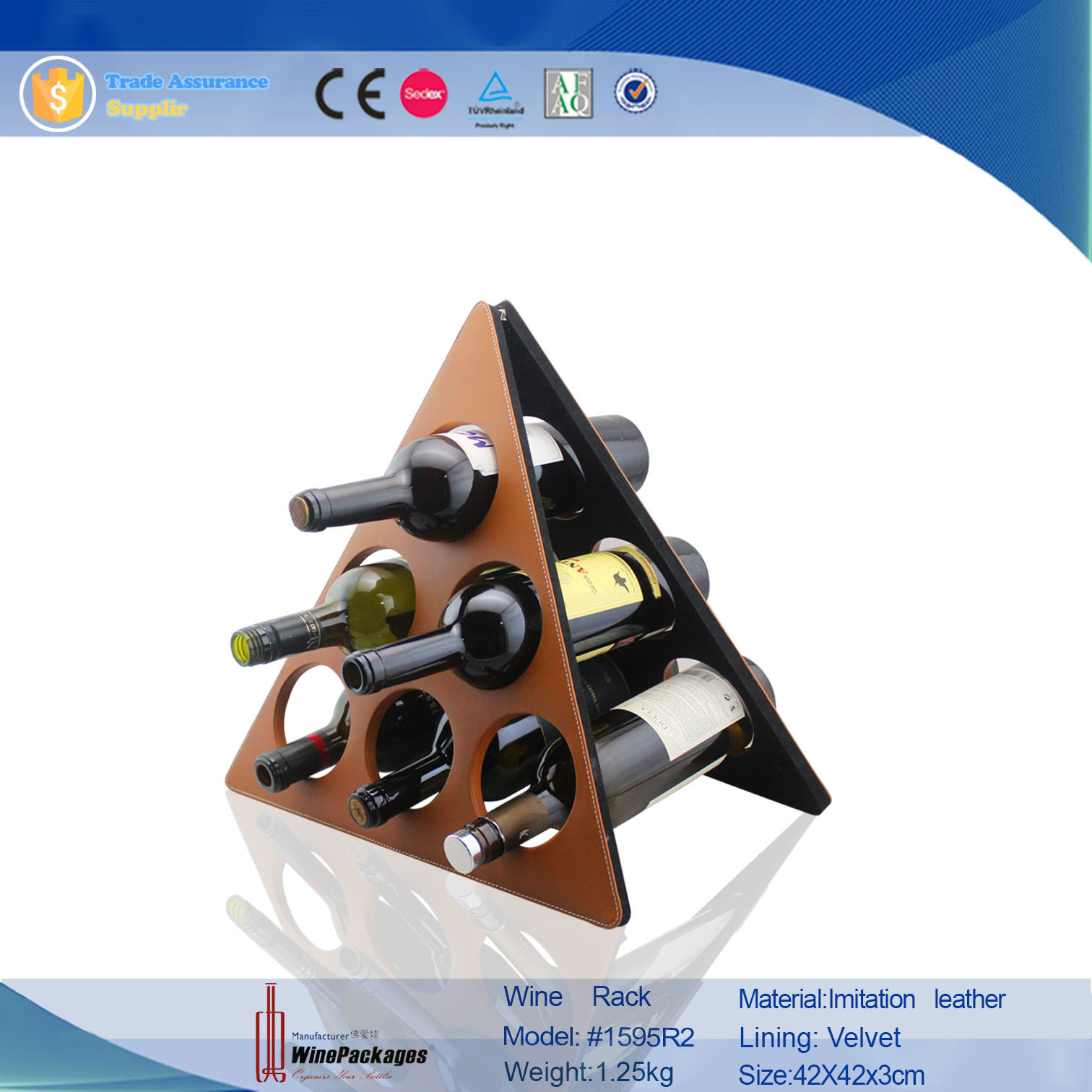 Triangle Six Bottles Display Wine Rack (1595R1)