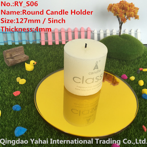 4mm Round Yellow Glass Candle Holder