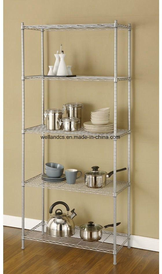 Silver Grey Home Indoor Metal Wire Shelving Rack Organizers