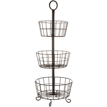 Black Three-Tier Basket Stand Wire Basket Metal Rack