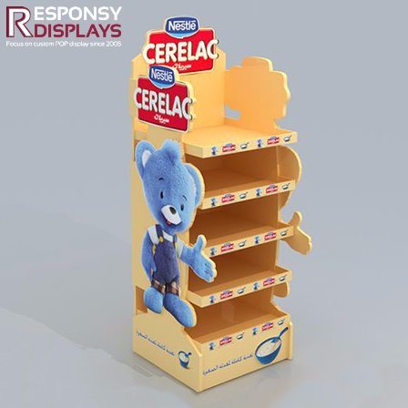 Floor Standing Wood Pet Food Display Shelf for Supermarket