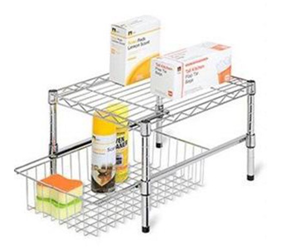 New Design DIY Chrome Metal Mini Bathroom Shelf Rack