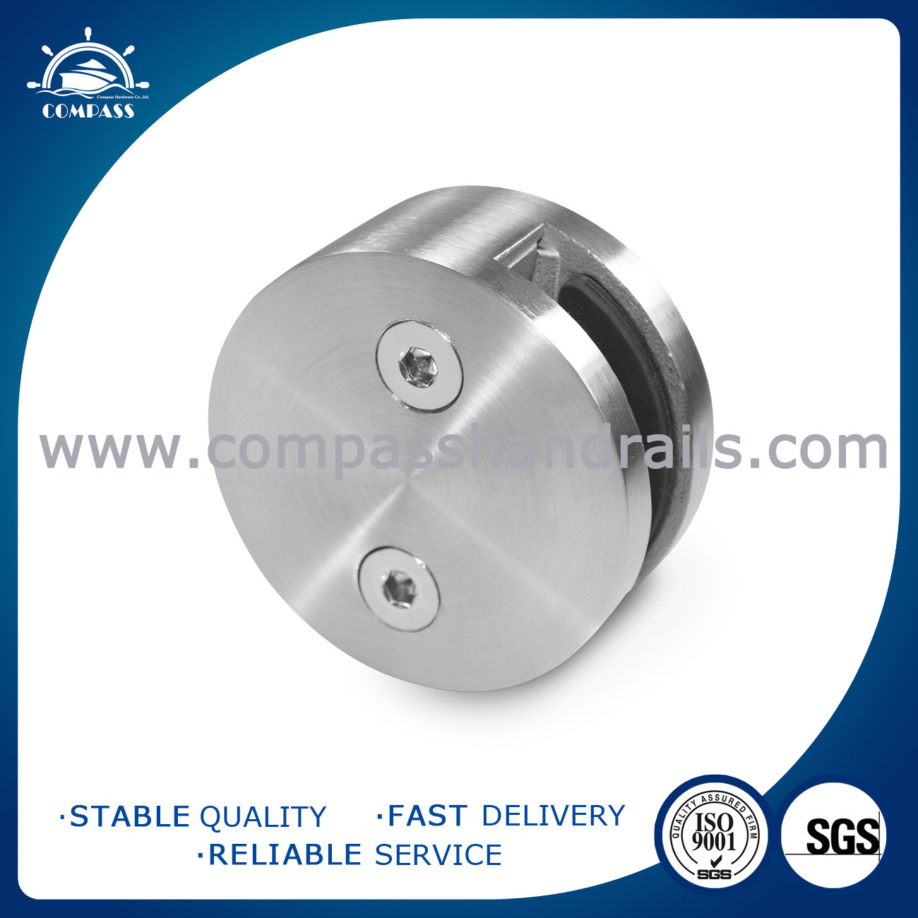 Round Glass Holder 60mm for Glass Balustrade