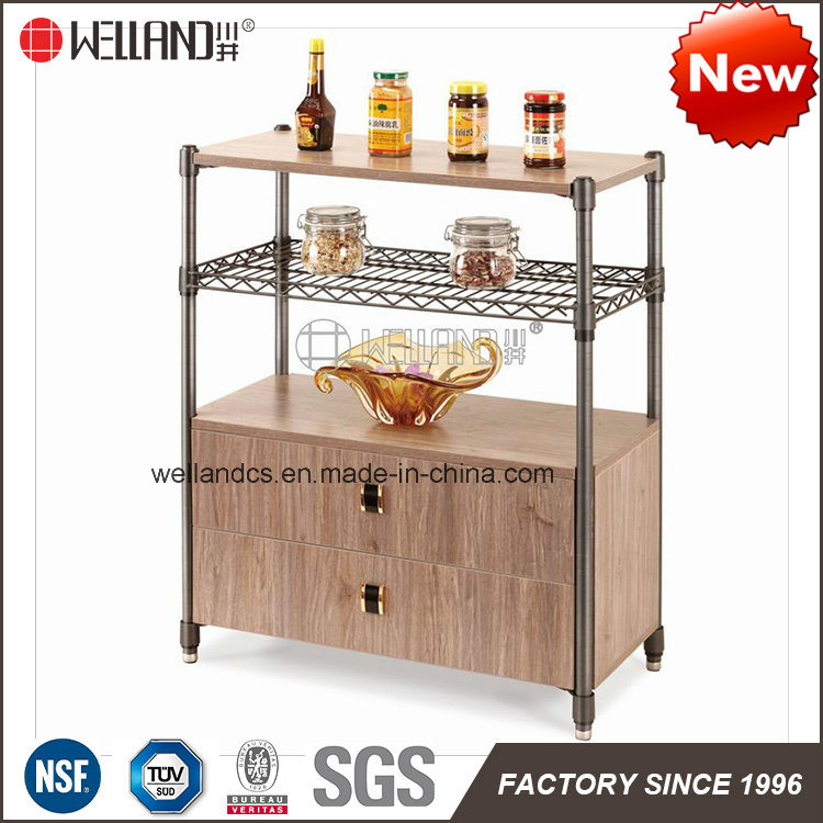 Patent DIY Mini Kitchen Storage Steel-Wooden Furniture with MDF Top