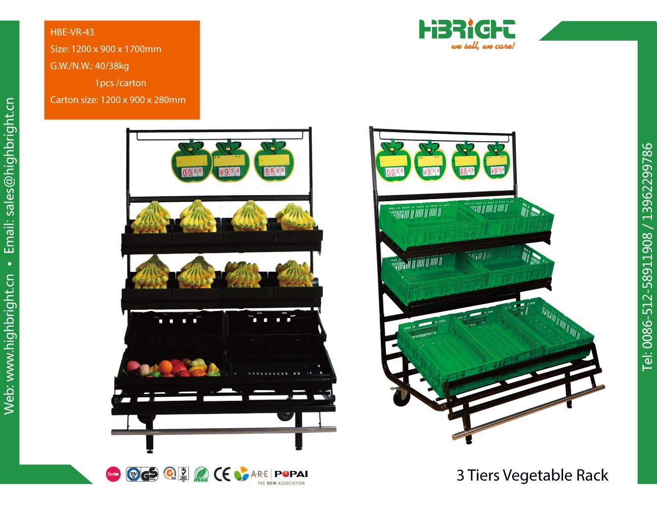 Banana Rack Fruit Display Stand 3 Tiers Vegetable Rack for Store