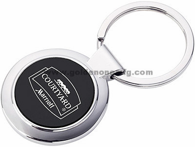 Round Shape Zinc Alloy Metal Keyring with Printed Logo