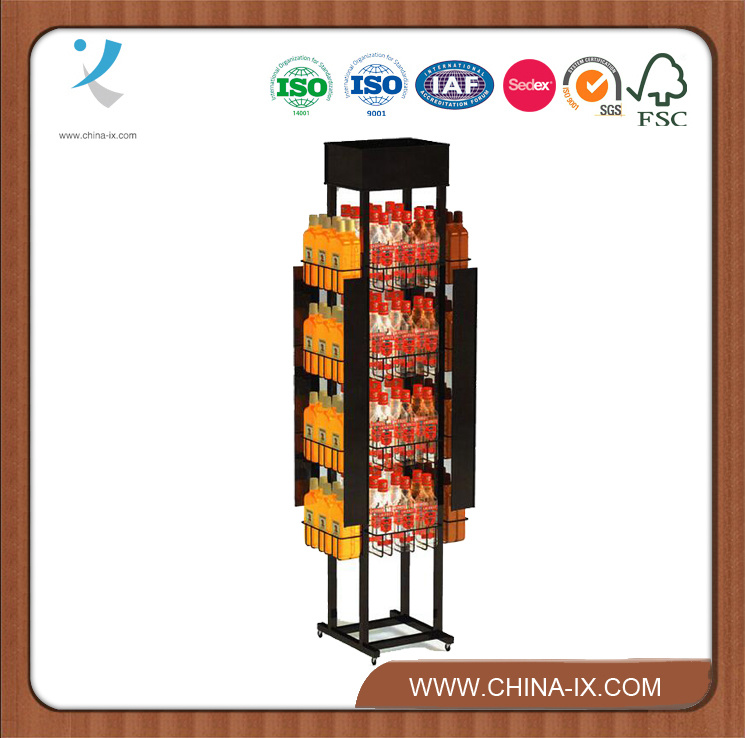 Free Standing Metal Display Shelf for Bottles