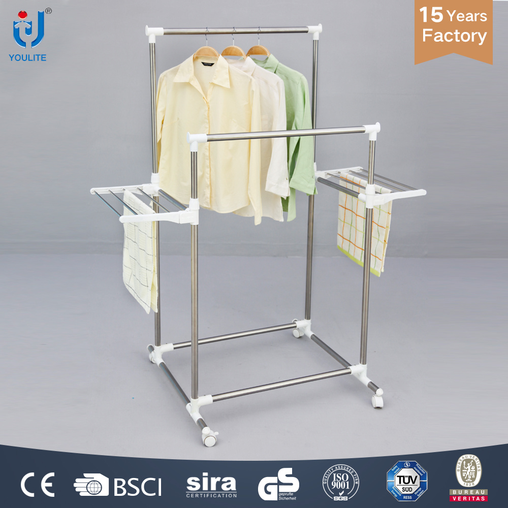 Movable High Grade Double-Pole Hanger for Clothes and Towel