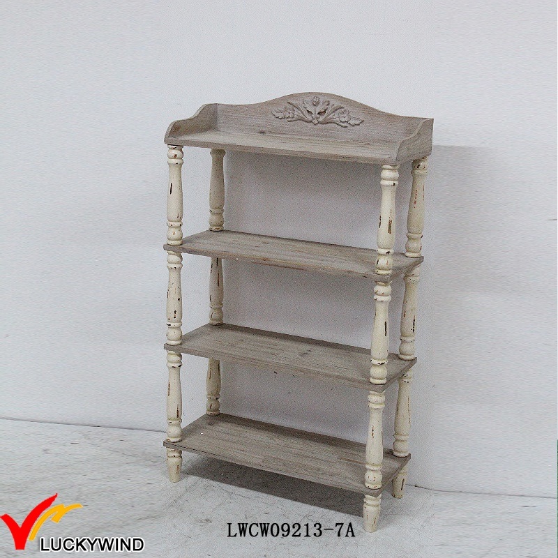 Floor Standing Antique Wooden 4 Tier Display Shelf