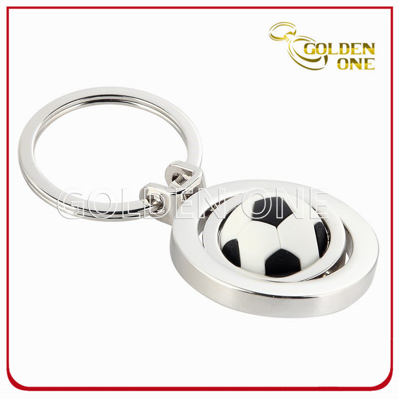 Custom Football Design Nickel Plated Spinning Metal Keychain