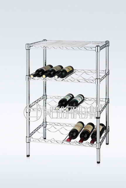 Adjustable 4 Tiers Chrome Flat Metal Wine Rack (CJ-A1204)