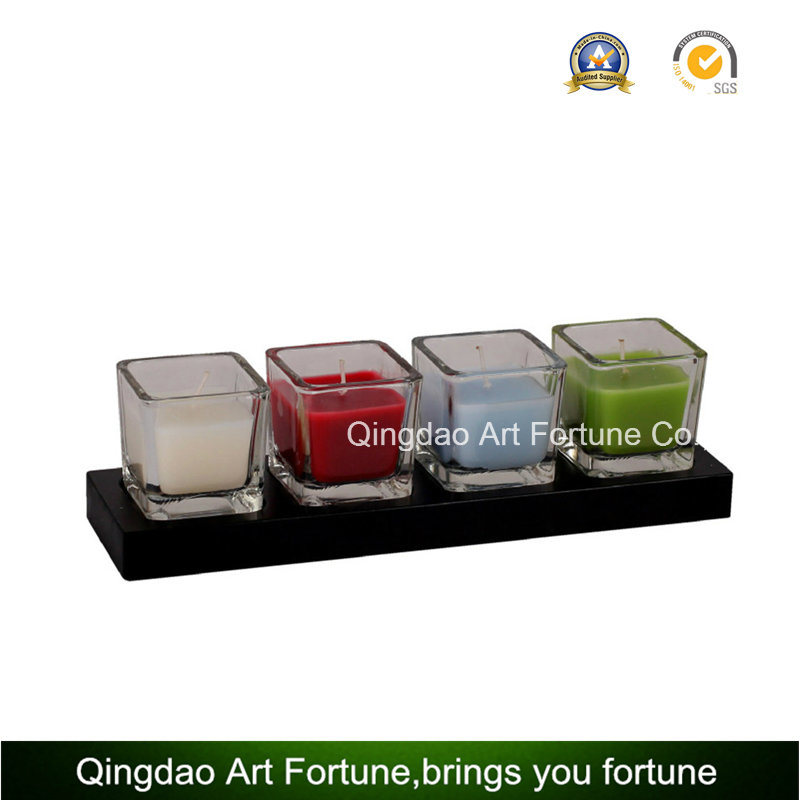 Scented Glass Votive Candle in Cube Glass