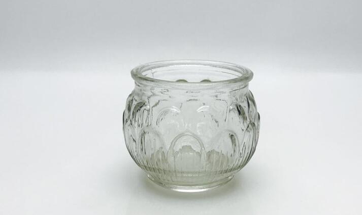 Vintage Emoty Lotus Embossing Candle Glass Jar Candle Holder