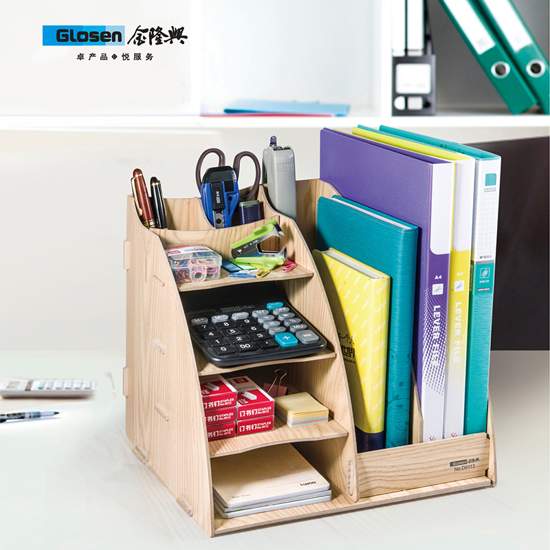 Wooden DIY Desktop Office Stationery Organizer