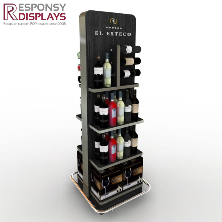 High Quality Floor Wooden Beer Display Rack with Logo