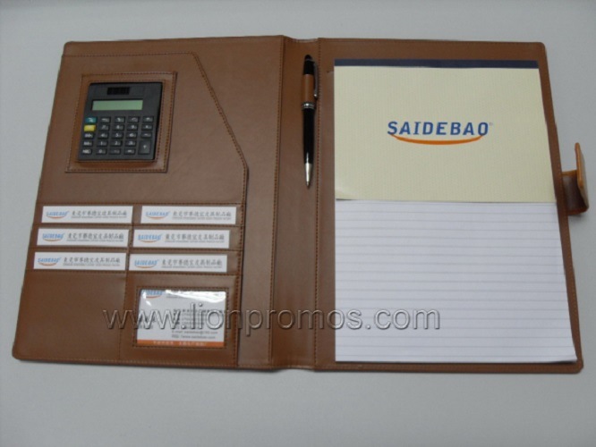 Office Supply Ring Binder Meeting File Folder with Calculator