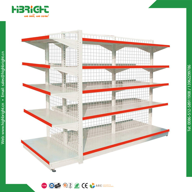 Supermarket Double Sided Grocery Store Gondola Shelves