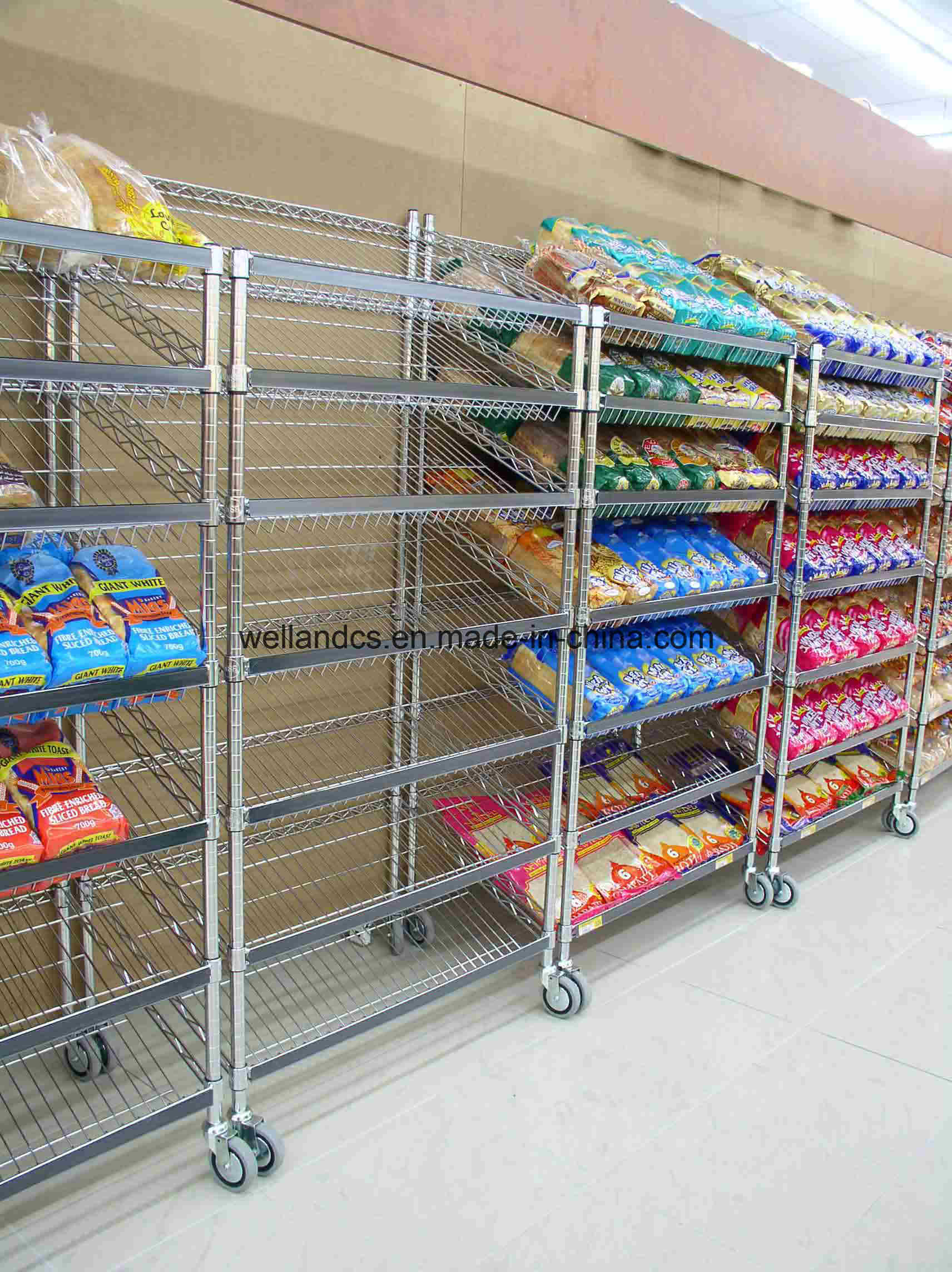 Wholesale Chrome Metal Wire Supermarket Gondola Shelving Rack