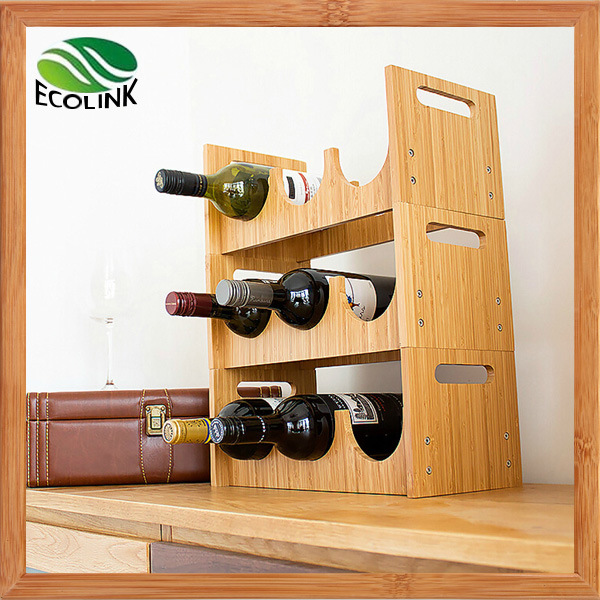 3 Layer Natural Bamboo Wine Bottle Shelf