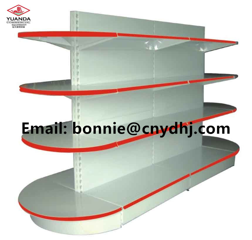 Good Quality Metal Plain Back 80kg Half Round Supermarket Display Shelf Shelves