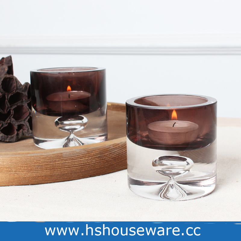 Brown Glass Tealight Candle Holder