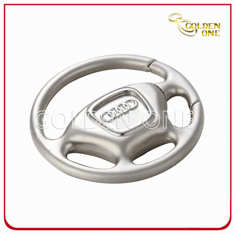 Classic Steering Wheel Design Metal Chrome Plated Promotion Keychain