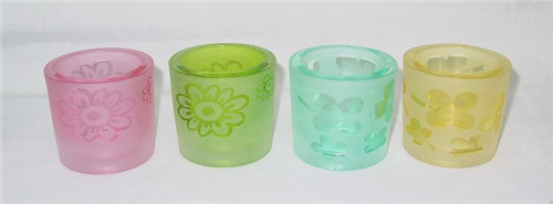 Cylinder Clear Colorful Glass Candle Holder/Cup (DRL06070)