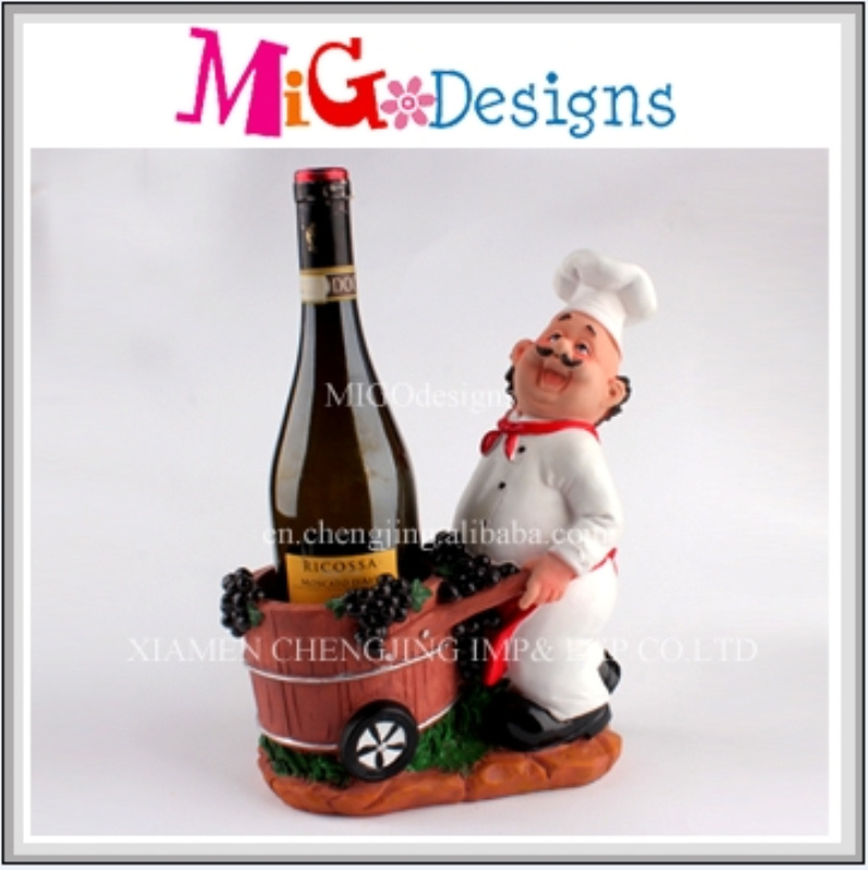 Hot Sales OEM Chef Shaped Polyresin Wine Bottle Holder