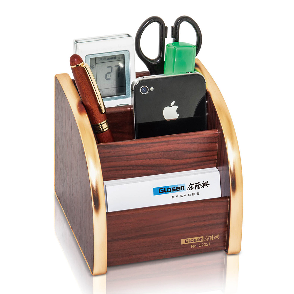 Small Size Wooden Desk Organizer with Golden Edge