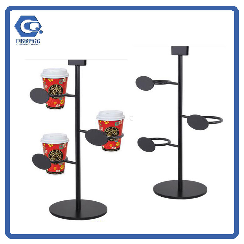 Coffee Shop Couter Top Metal Hanging Coffee Cup Display Rack