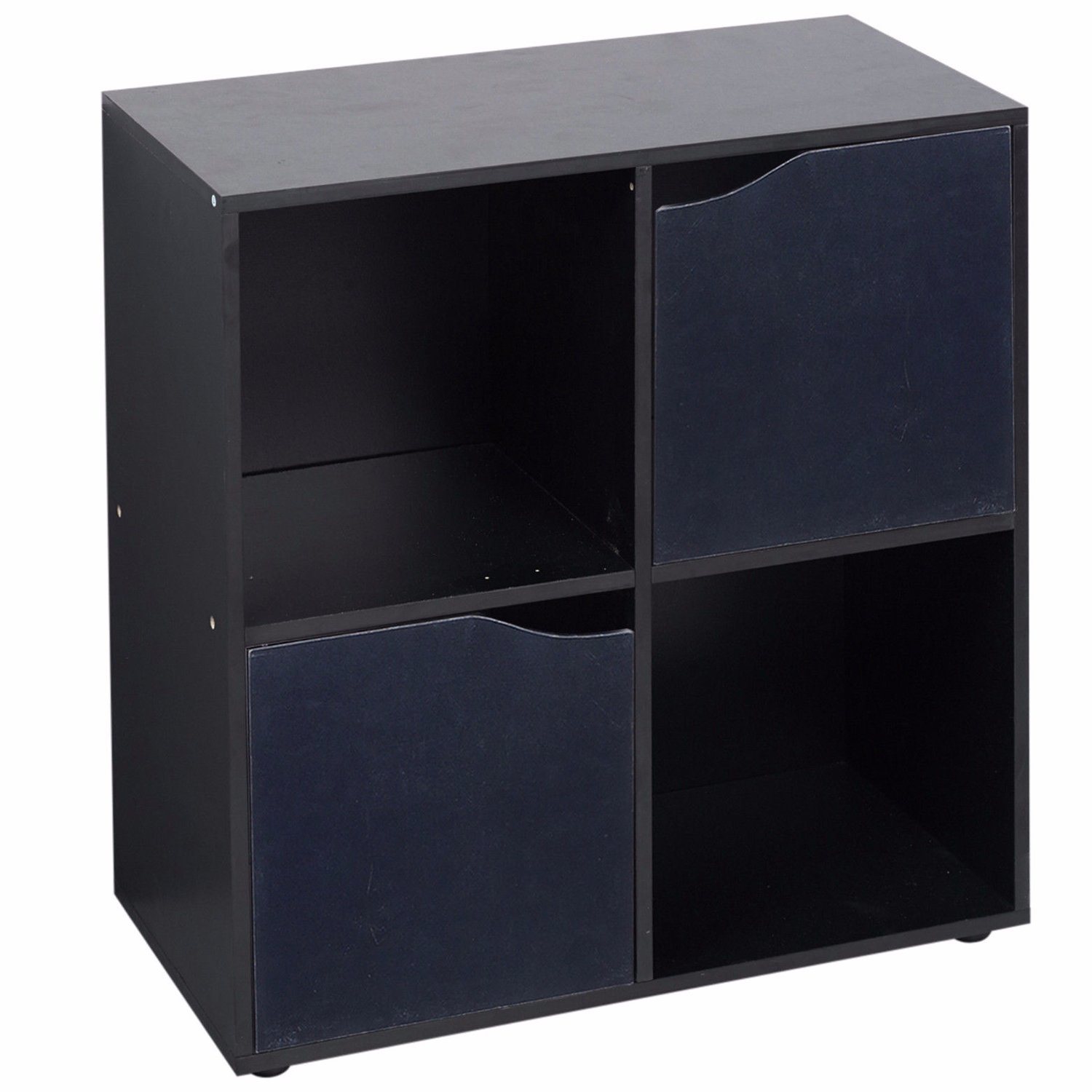 Modern 4 Cubes Bookshelf with Door Bookcase