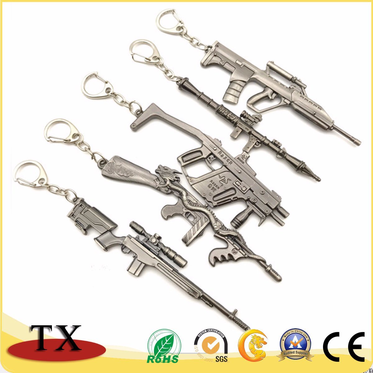 All Kinds of Guns Keyrings Metal Key Chains