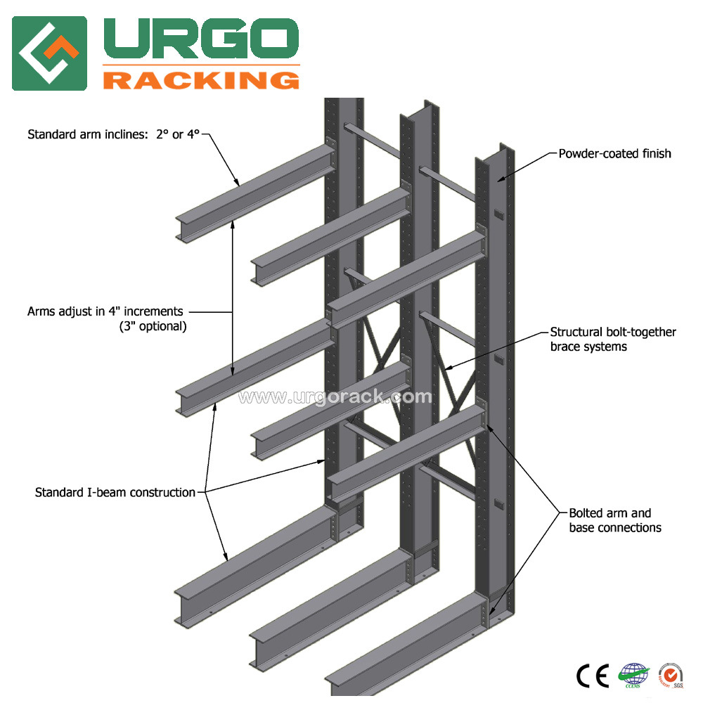 Industrial Warehouse Steel Pipe Racking System Cantilever Rack