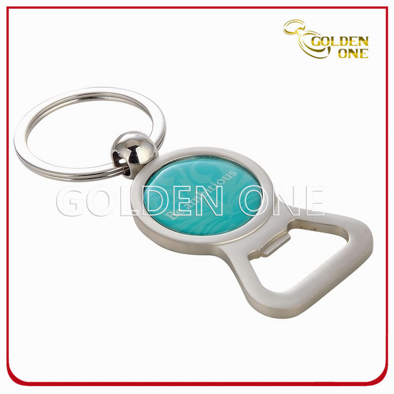 Custom Epoxy Domed Logo Metal Bottle Opener Keyring