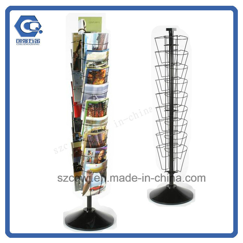 Floor Rotating Tiered Metal Wire Magazine Display Rack