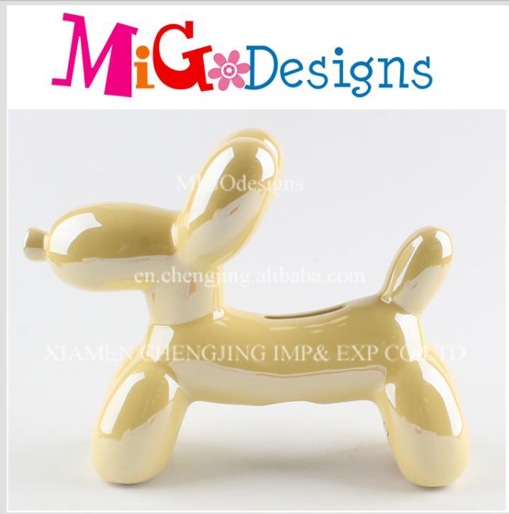Wholesale Balloon Dog Ceramics Yellow Print Money Box