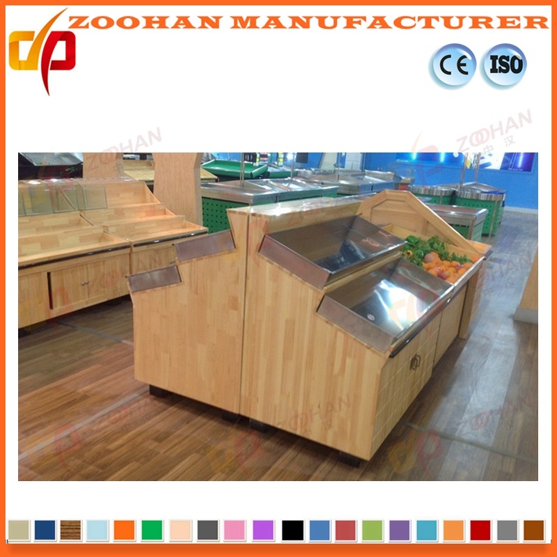 Metal Wooden Supermarket Vegetable and Fruit Display Rack Units (ZHV84)