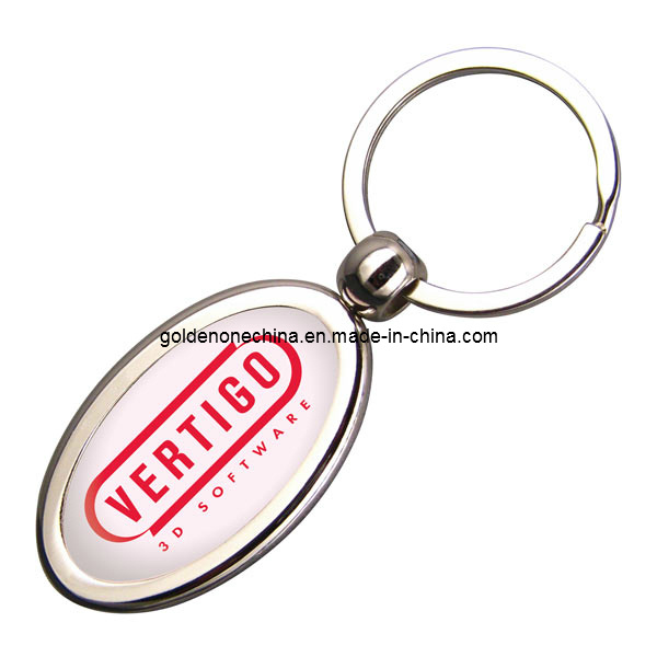 Promotion Oval Shape Metal Key Ring with Epoxy Logo