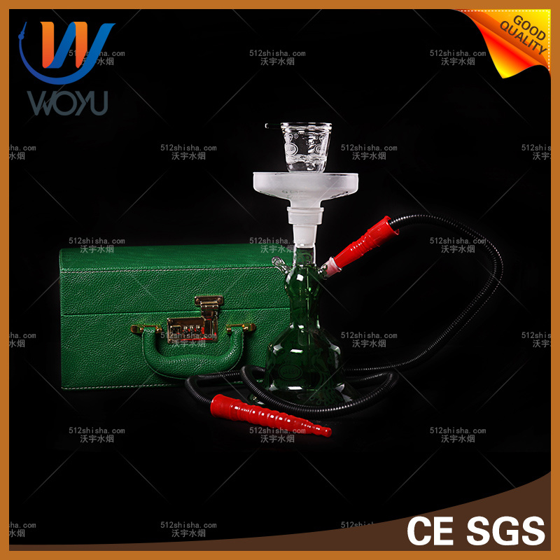 Glass Shisha Smoking Pipes Leather Box Hookah