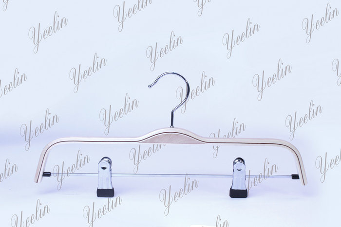 2015 Guangxi Yeelin Cheap Pants, Trousers or Skirts Wooden Hanger with Clips (YLWD33712-NTLS1)