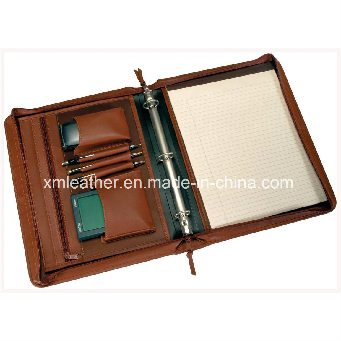 Genuine Leather Cover Ring Binder File Folder/ Document Holder